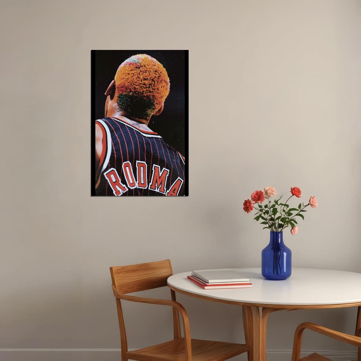 Dennis Rodman Basketball Poster Nba Legend Wall Art Chicago Bulls Sports Print