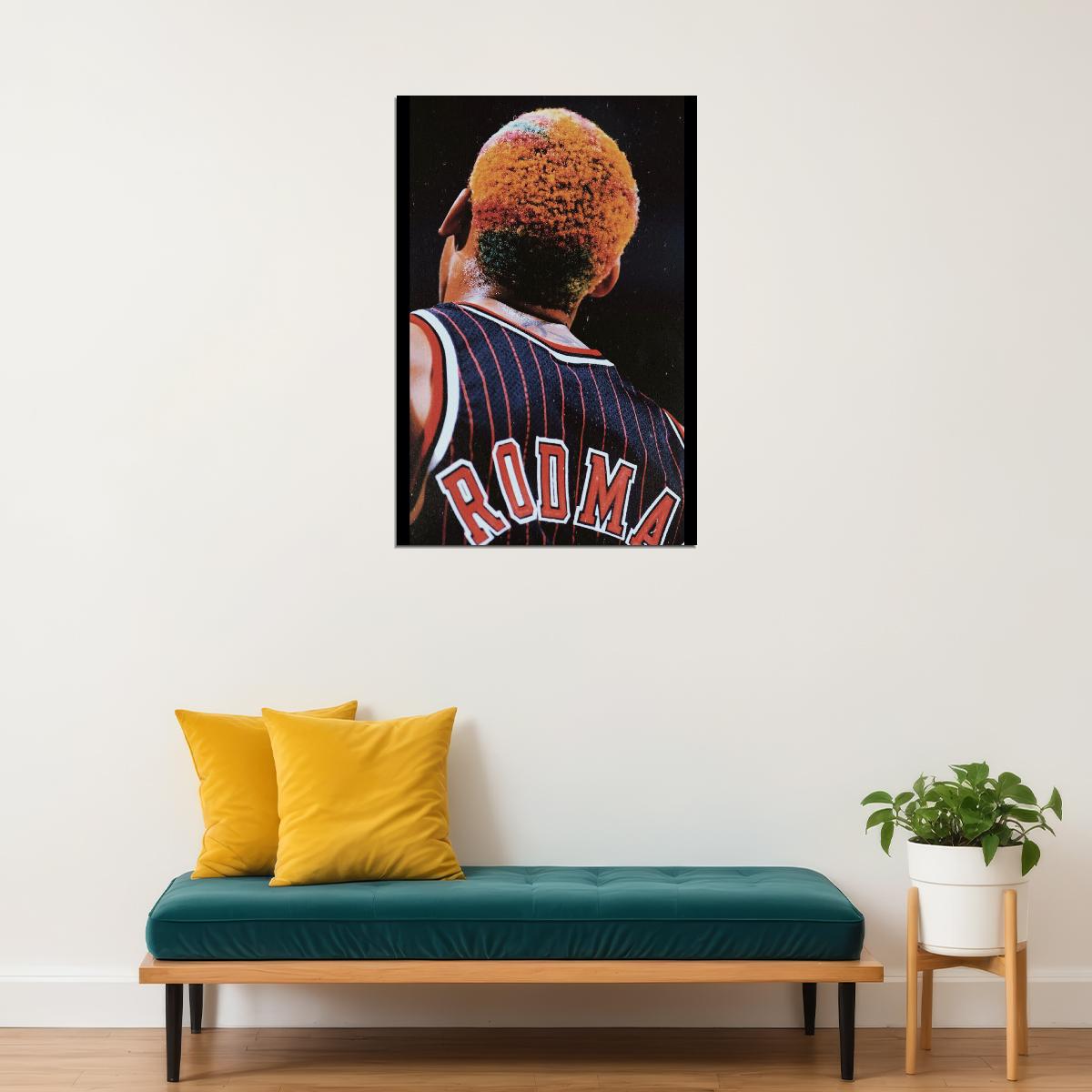 Dennis Rodman Basketball Poster Nba Legend Wall Art Chicago Bulls Sports Print