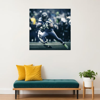 Seattle Seahawks Beast Mode Marshawn Lynch Nfl Poster Famous Running Back Motivational Sports Print