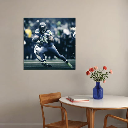 Seattle Seahawks Beast Mode Marshawn Lynch Nfl Poster Famous Running Back Motivational Sports Print