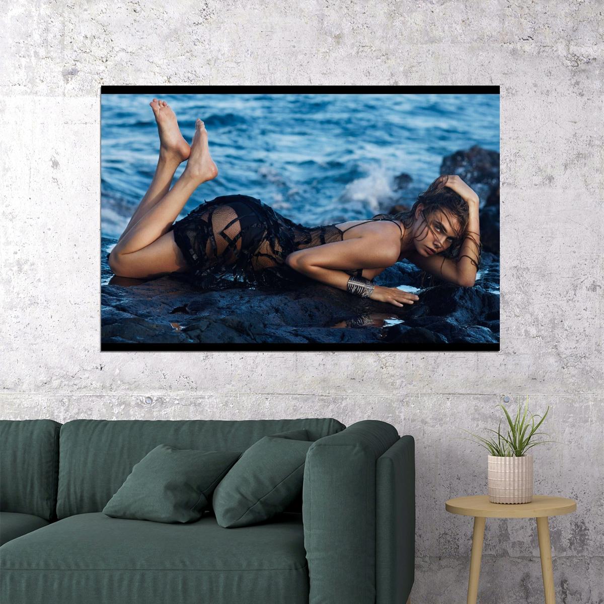 Sexy Model Cara Delevingne Supermodel Poster Stunning Fashion Icon Wall Print