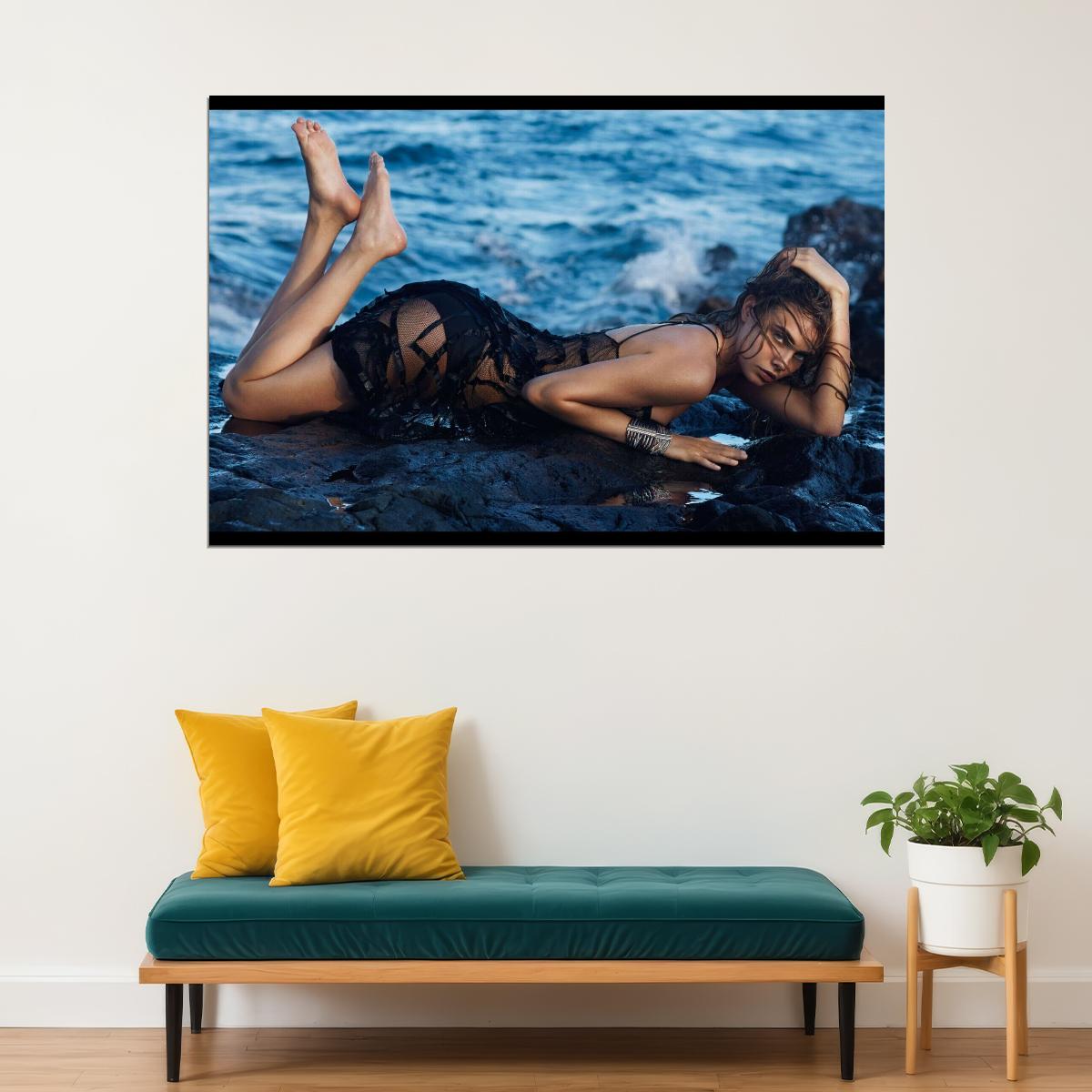 Sexy Model Cara Delevingne Supermodel Poster Stunning Fashion Icon Wall Print