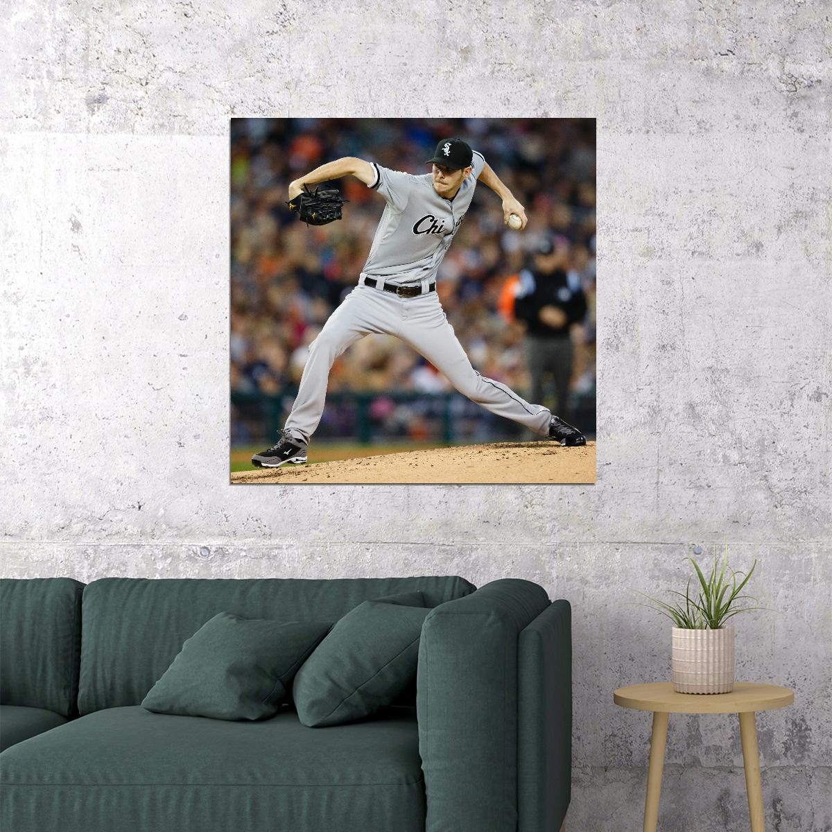 Chris Sale Baseball Poster Mlb Pitcher Wall Art Boston Red Sox Sports Print