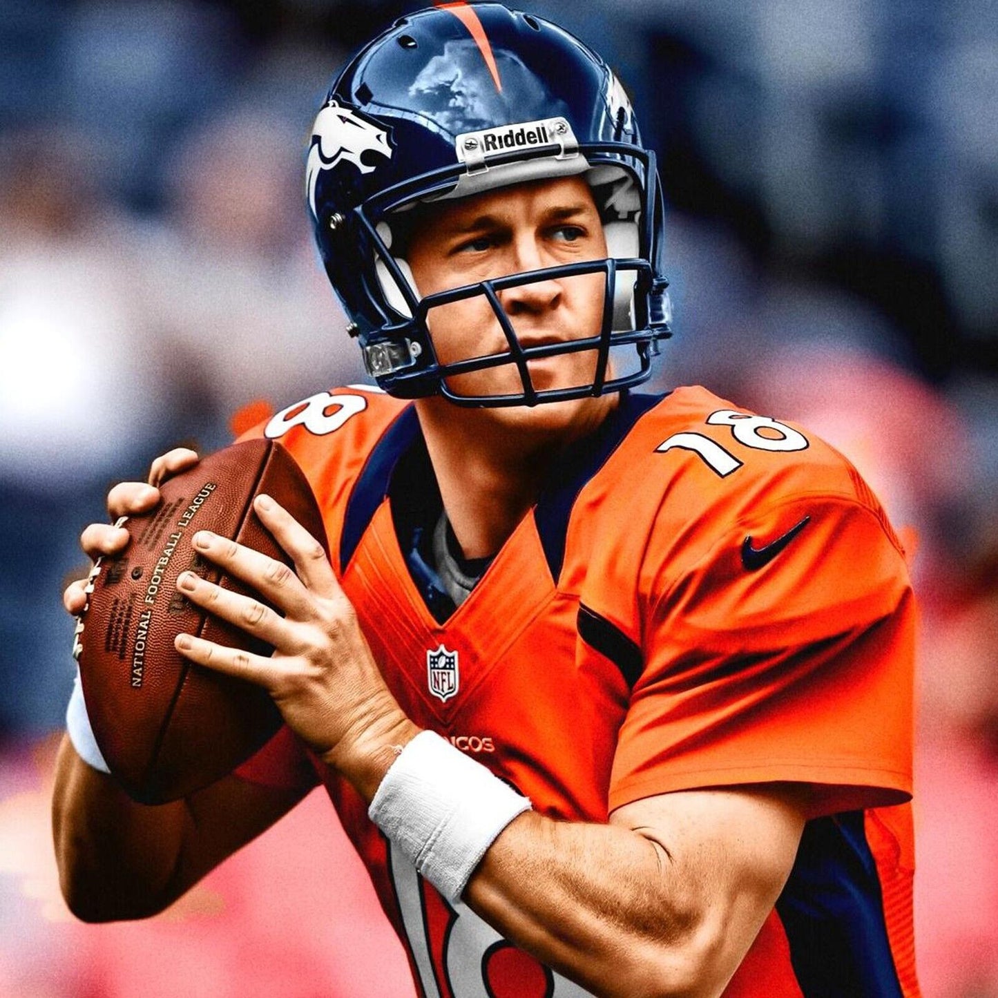 Peyton Manning Denver Broncos Football Poster Nfl Quarterback Wall Art Sports Print