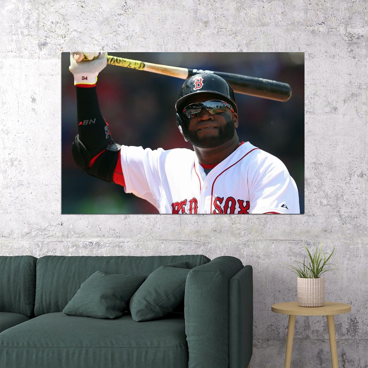 David Ortiz Big Papi Baseball Poster Mlb Legend Wall Art Boston Red Sox Sports Print