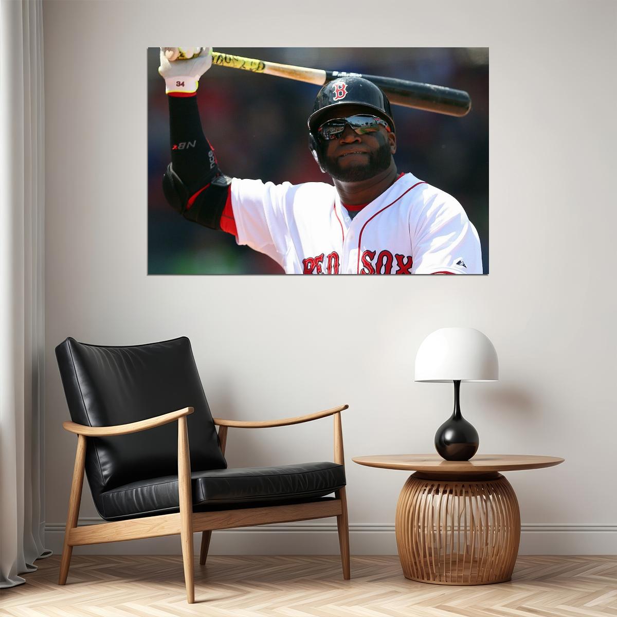 David Ortiz Big Papi Baseball Poster Mlb Legend Wall Art Boston Red Sox Sports Print