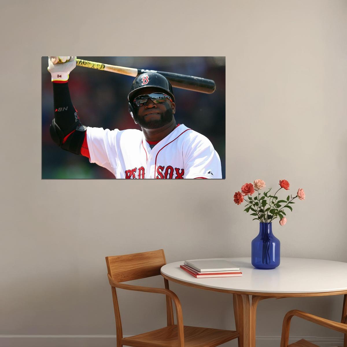 David Ortiz Big Papi Baseball Poster Mlb Legend Wall Art Boston Red Sox Sports Print