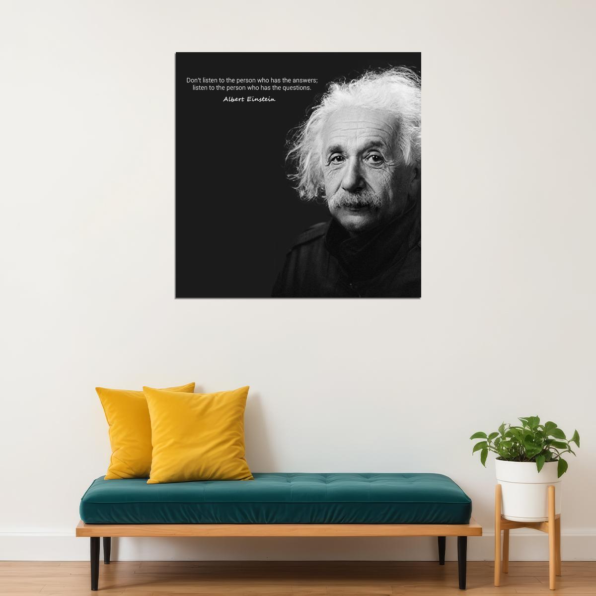 Albert Einstein "Philosophy Listen" Quote Poster Inspirational Wall Art Wisdom Print