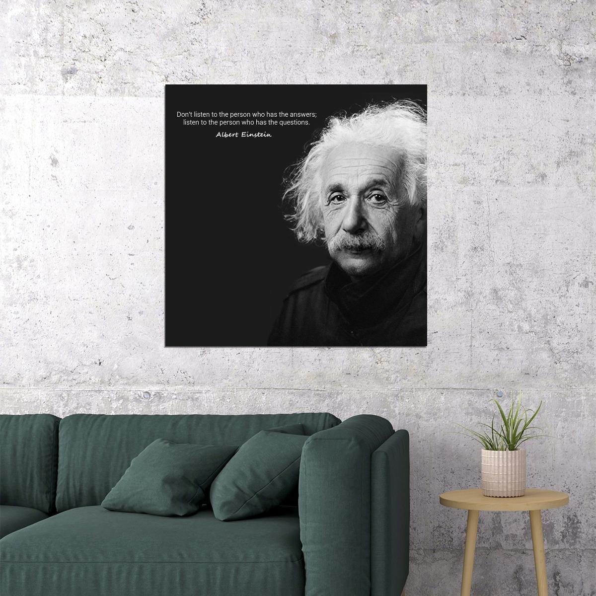 Albert Einstein "Philosophy Listen" Quote Poster Inspirational Wall Art Wisdom Print