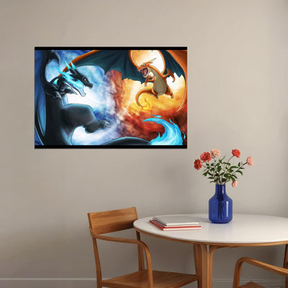 Pokemon Mega Charizard Z Video Game Poster Nintendo Gamer Wall Print