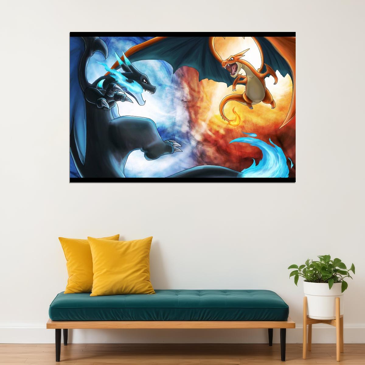 Pokemon Mega Charizard Z Video Game Poster Nintendo Gamer Wall Print