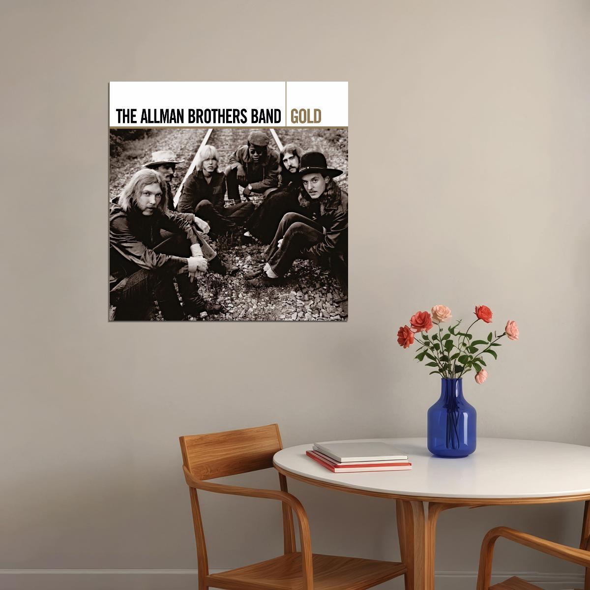 The Allman Brothers Band Gold Album Cover Art Music Poster Iconic Rock Group Print - xonomax
