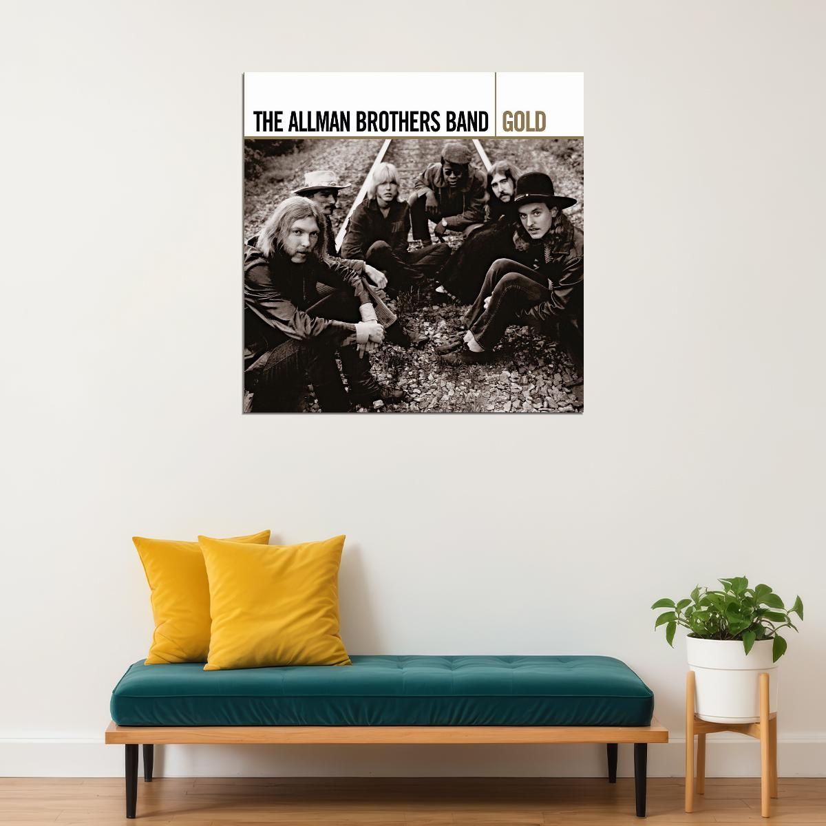 The Allman Brothers Band Gold Album Cover Art Music Poster Iconic Rock Group Print - xonomax