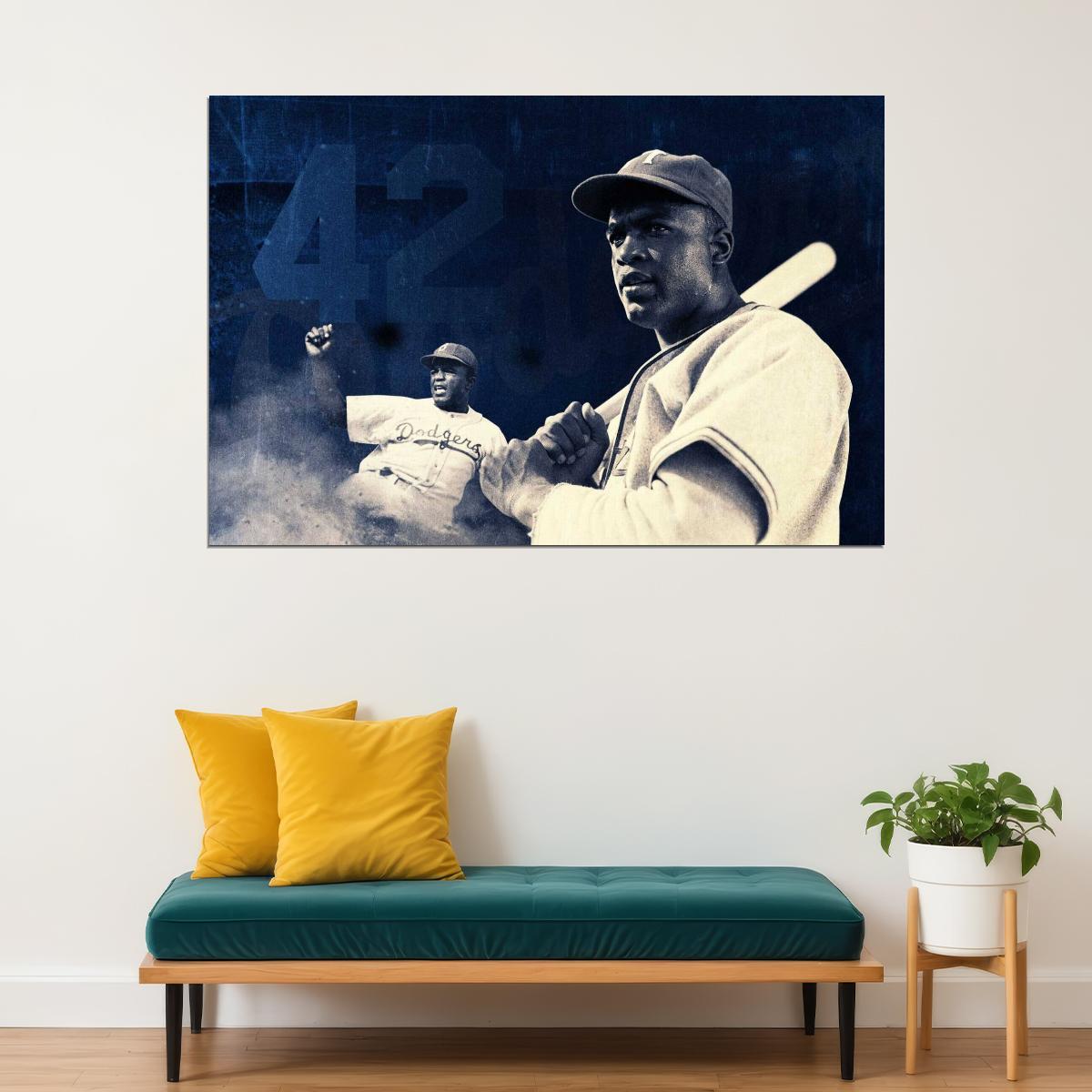 Jackie Robinson Baseball Poster Legend Player Sports Wall Art Motivational Sports Print