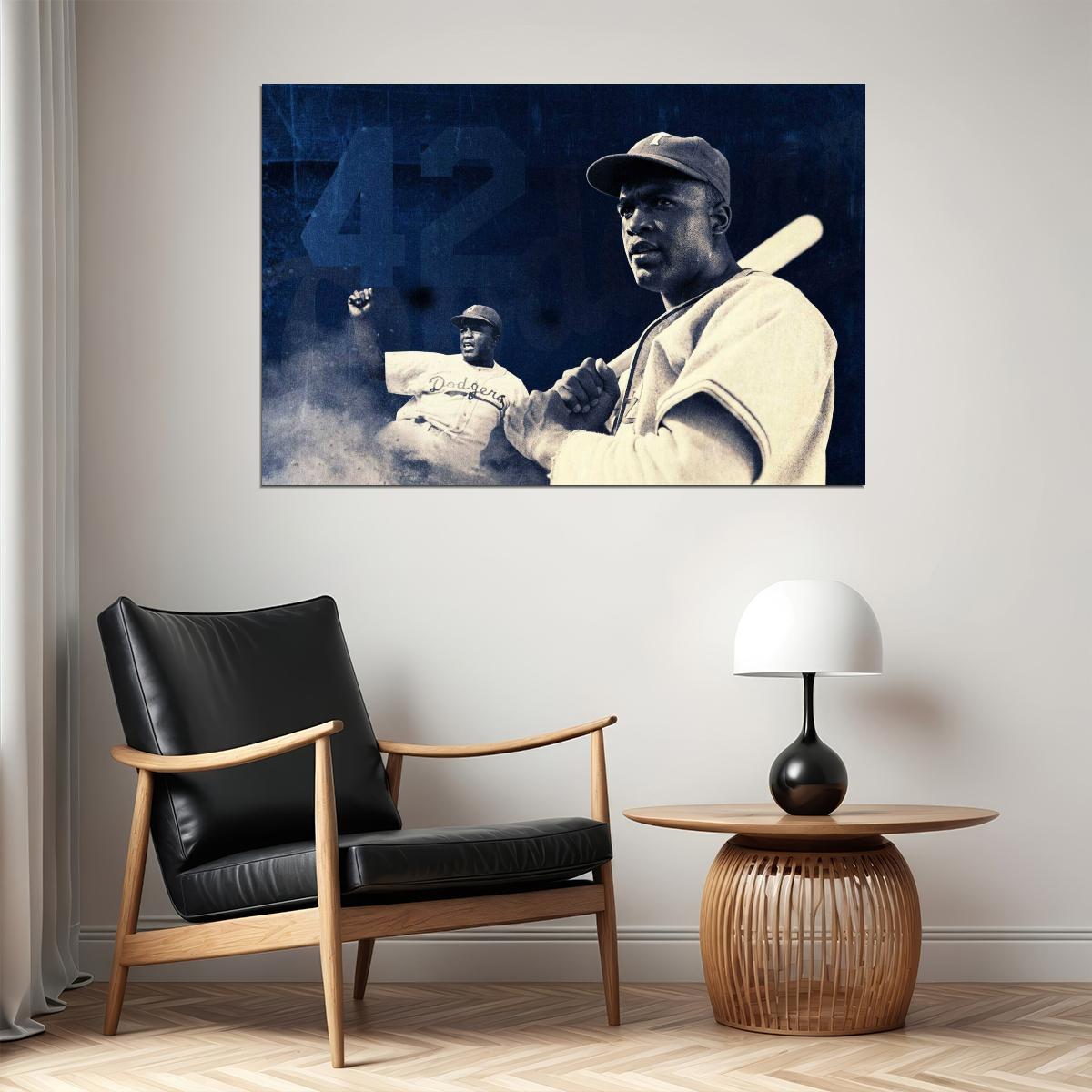 Jackie Robinson Baseball Poster Legend Player Sports Wall Art Motivational Sports Print