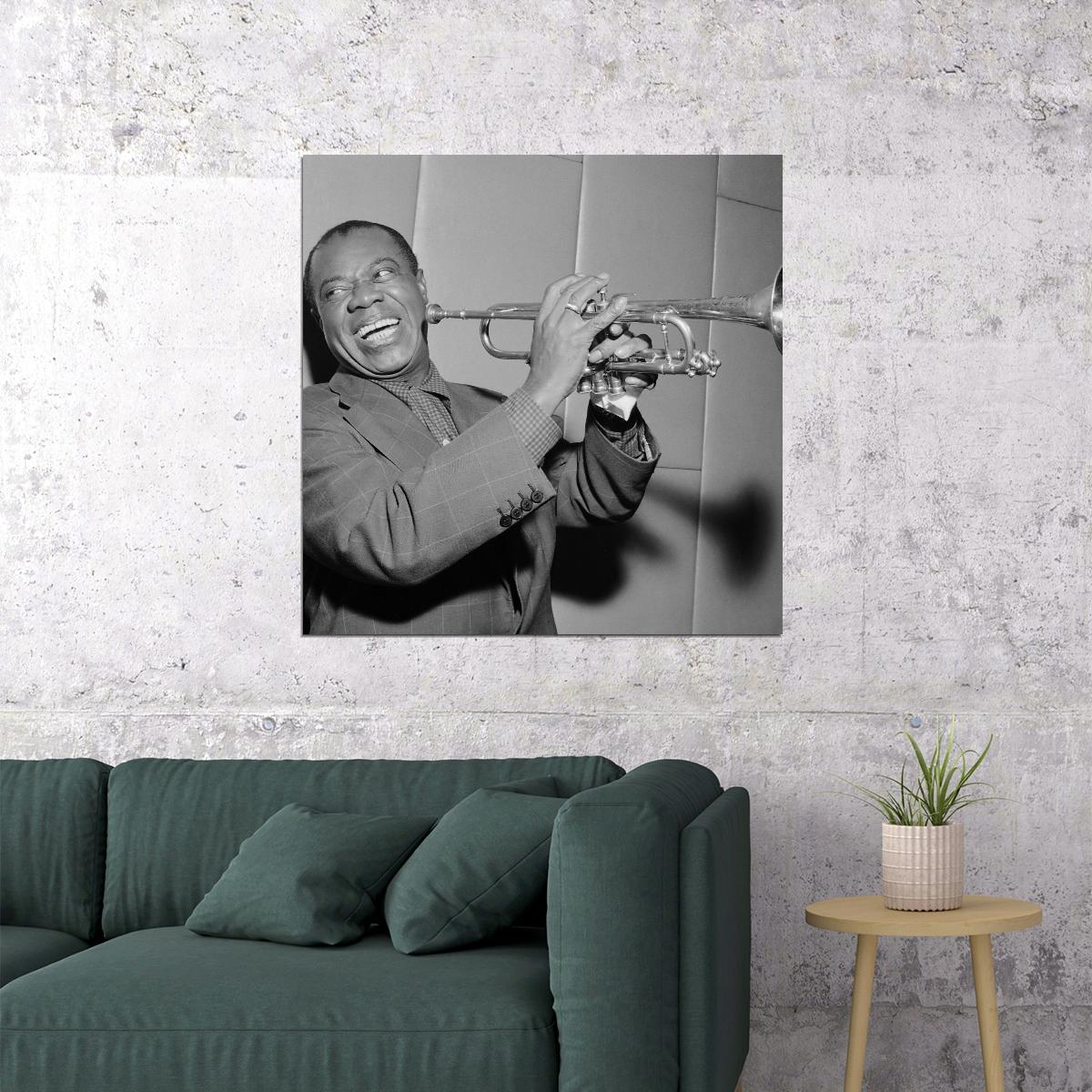 Louis Armstrong Music Poster Jazz Legend Wall Print - xonomax
