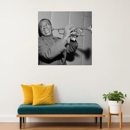 Louis Armstrong Music Poster Jazz Legend Wall Print - xonomax
