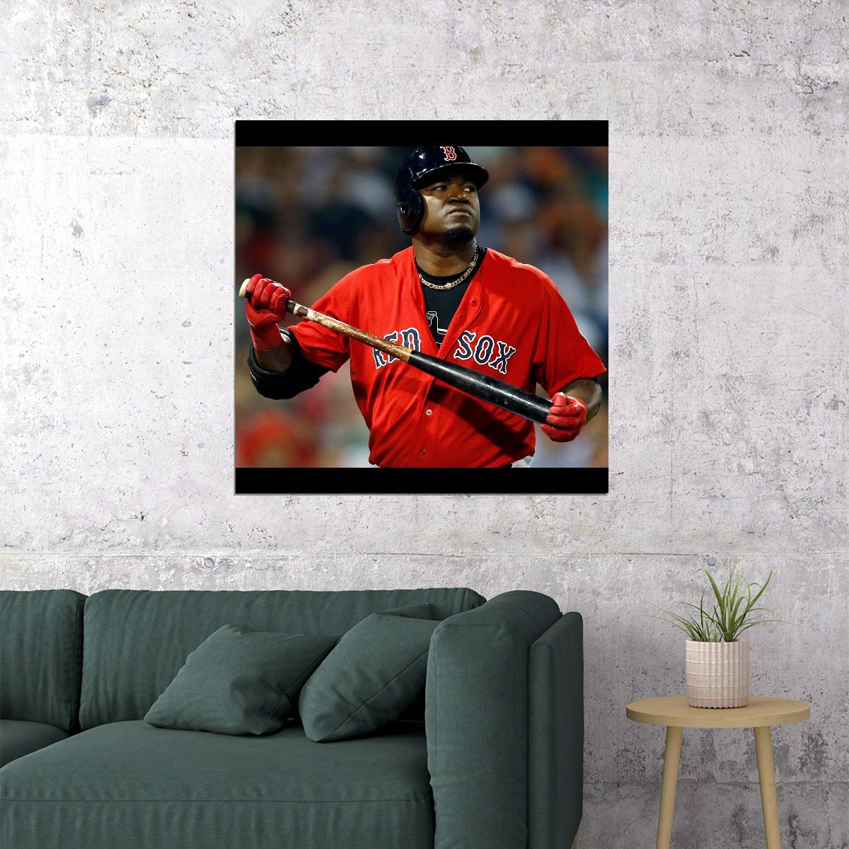 David Ortiz Big Papi Baseball Poster Mlb Legend Wall Art Boston Red Sox Sports Print