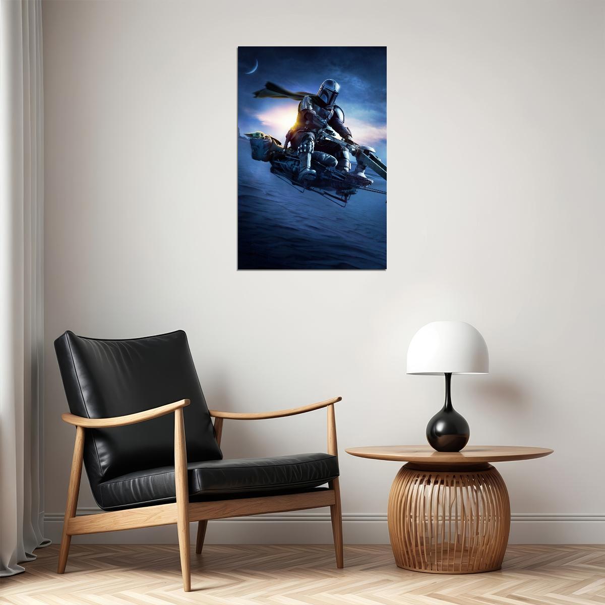 The Mandalorian Tv Series Poster Iconic Star Wars Sci-fi Art Print