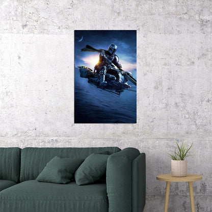 The Mandalorian Tv Series Poster Iconic Star Wars Sci-fi Art Print