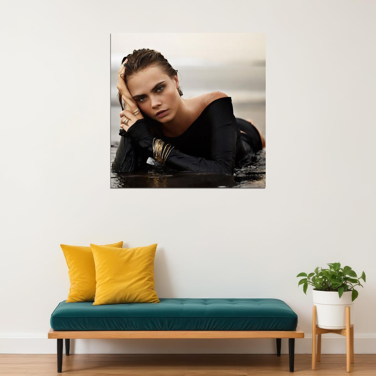 Super Model Cara Delevingne Fashion Poster Iconic Supermodel Wall Art