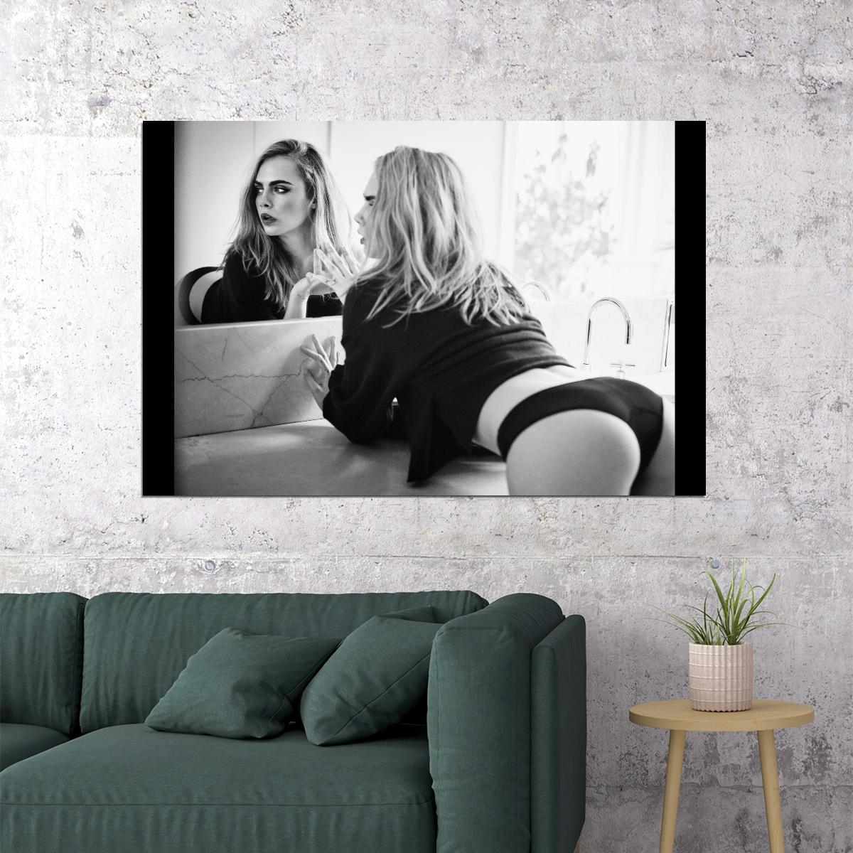 Sexy Model Cara Delevingne Supermodel Poster Stunning Fashion Icon Wall Print