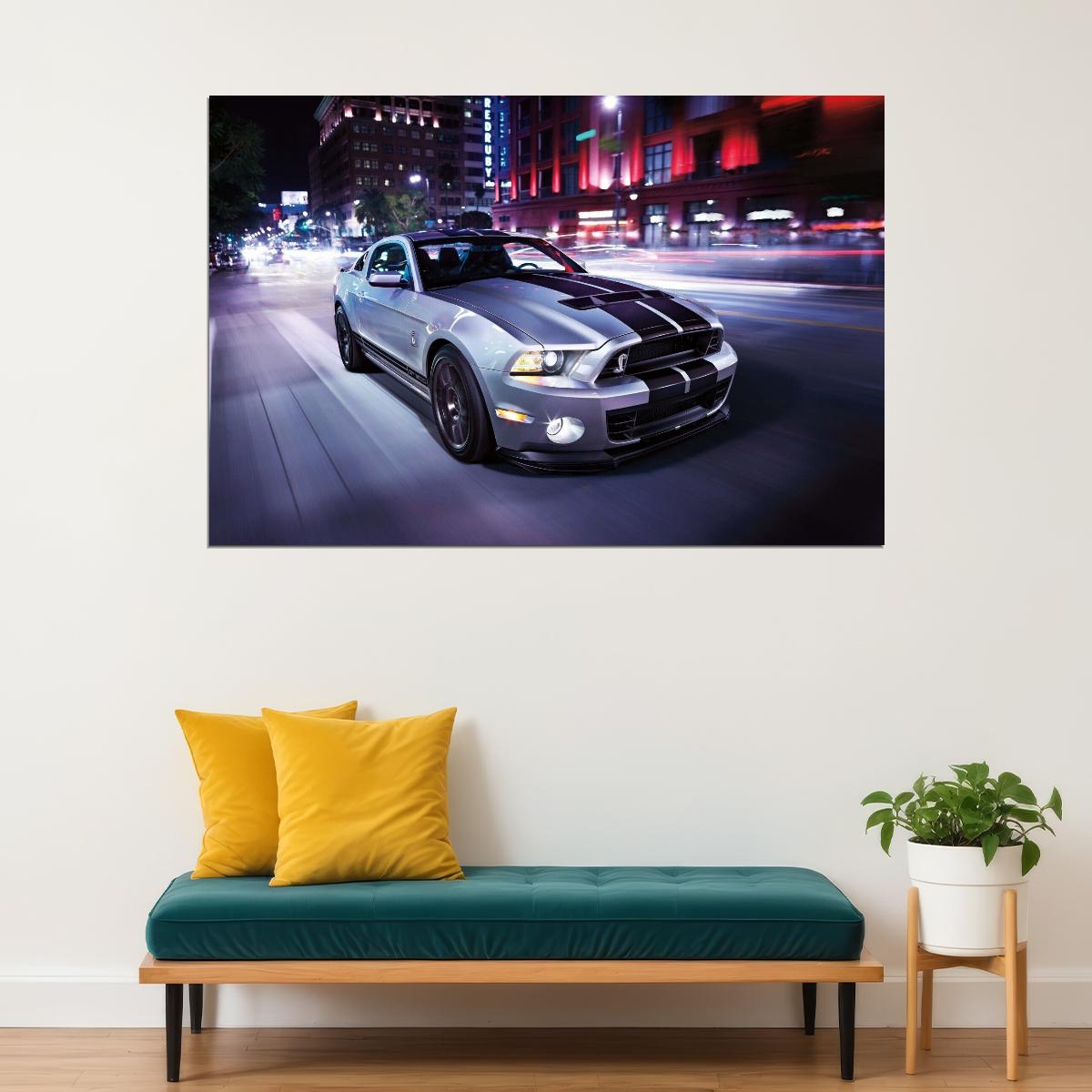 Ford Mustang Poster Classic American Muscle Car Wall Art Automotive Print