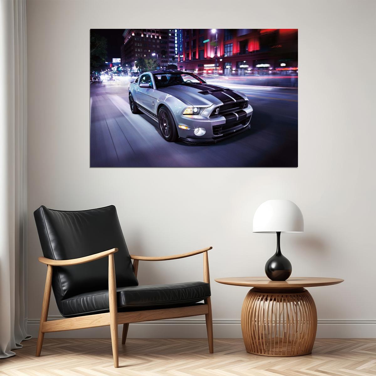 Ford Mustang Poster Classic American Muscle Car Wall Art Automotive Print