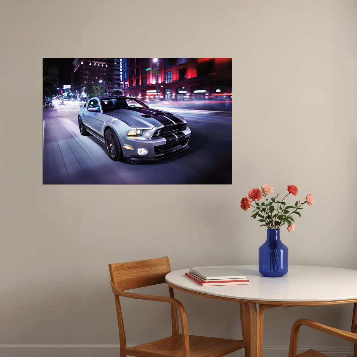 Ford Mustang Poster Classic American Muscle Car Wall Art Automotive Print