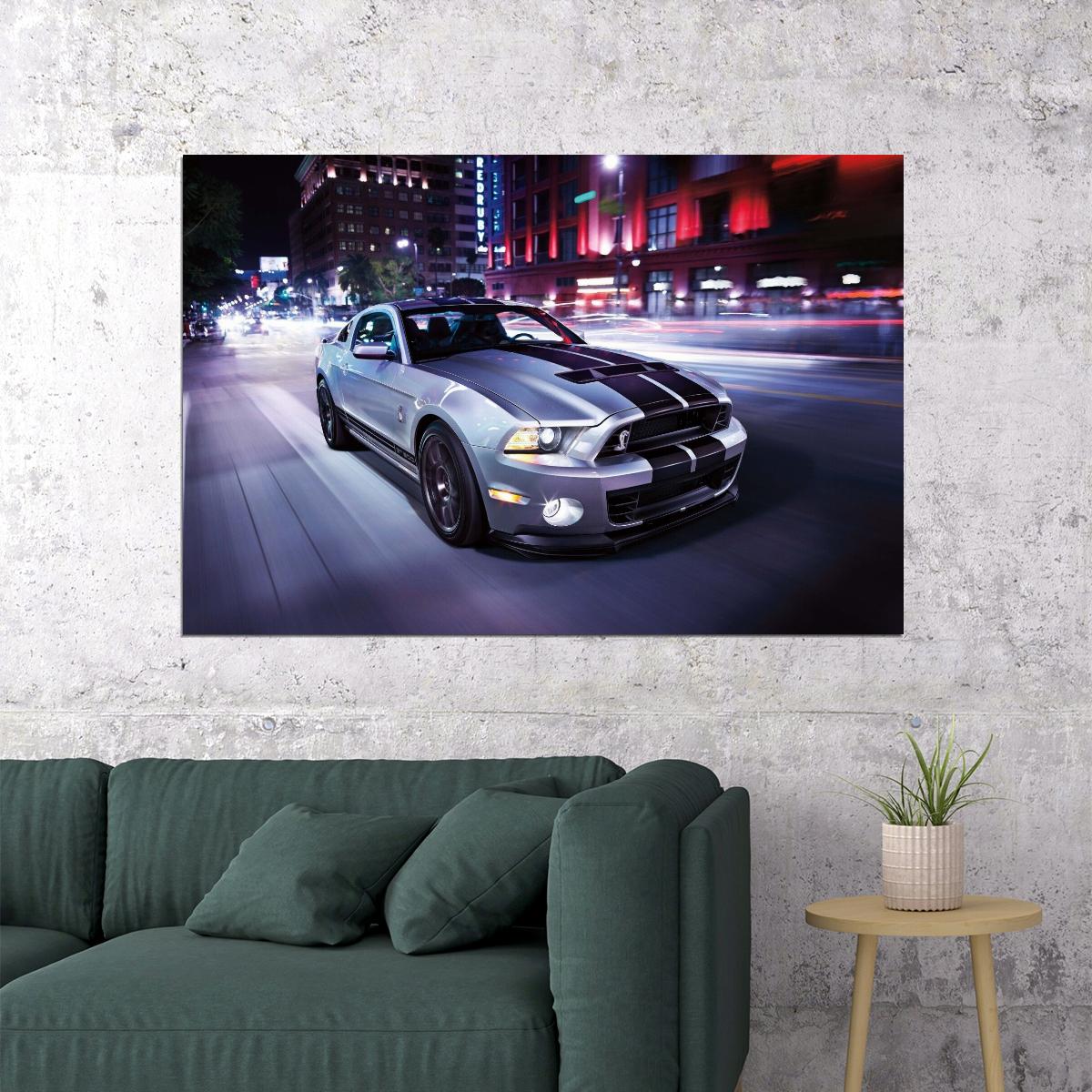 Ford Mustang Poster Classic American Muscle Car Wall Art Automotive Print