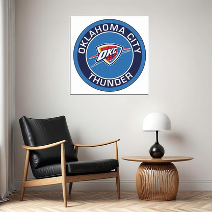 Oklahoma City Thunder Logo Poster Nba Basketball Team Wall Art