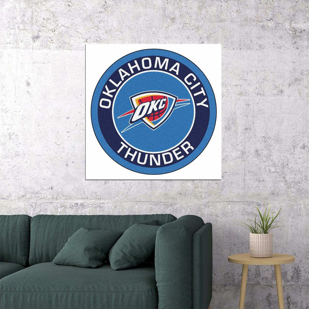 Oklahoma City Thunder Logo Poster Nba Basketball Team Wall Art