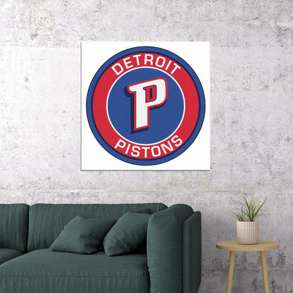 Detroit Pistons Basketball Poster Nba Team Logo Wall Art Sports Print