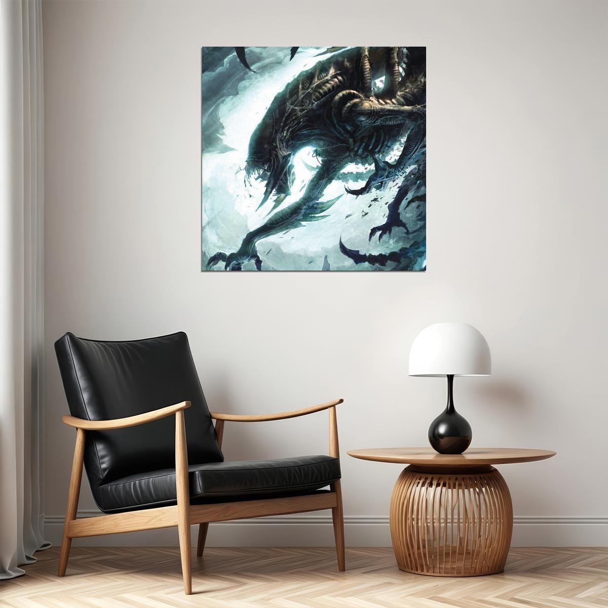 Queen Alien Xenomorph Movie Poster Iconic Sci-fi Creature Wall Art