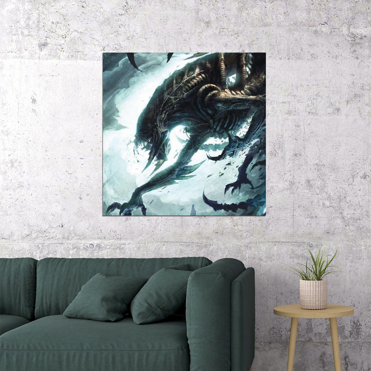 Queen Alien Xenomorph Movie Poster Iconic Sci-fi Creature Wall Art