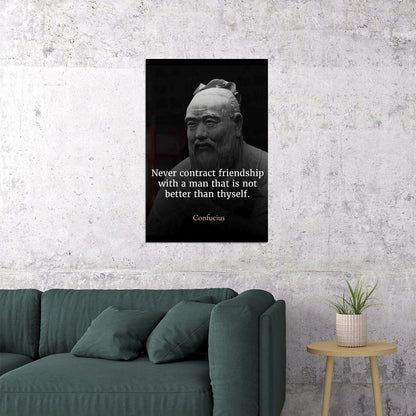 Confucius Better Thyself Quote Poster Philosophical Wall Art Inspirational Wisdom Print