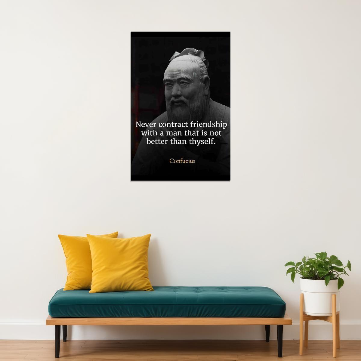 Confucius Better Thyself Quote Poster Philosophical Wall Art Inspirational Wisdom Print