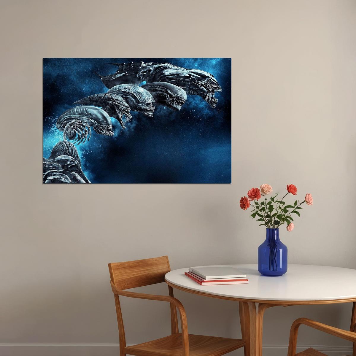 Alien Xenomorph Evolve Movie Poster Sci-fi Horror Film Wall Art Classic Alien Print - xonomax