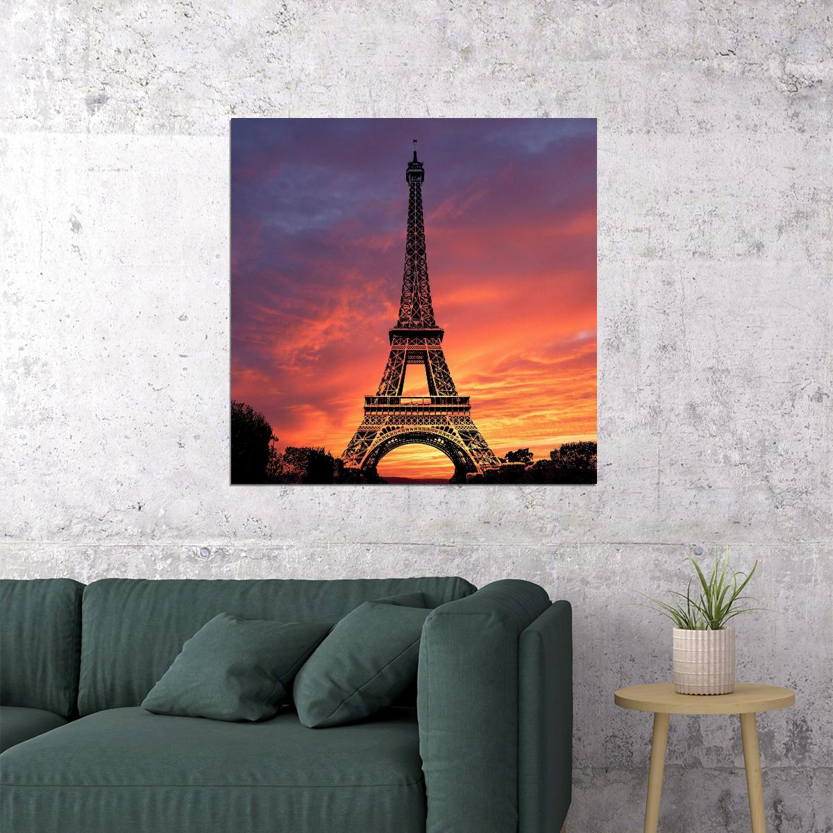 Eiffel Tower Poster Paris Landmark Wall Art Travel Photography Print - xonomax