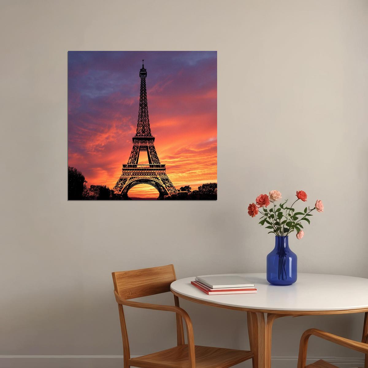 Eiffel Tower Poster Paris Landmark Wall Art Travel Photography Print - xonomax