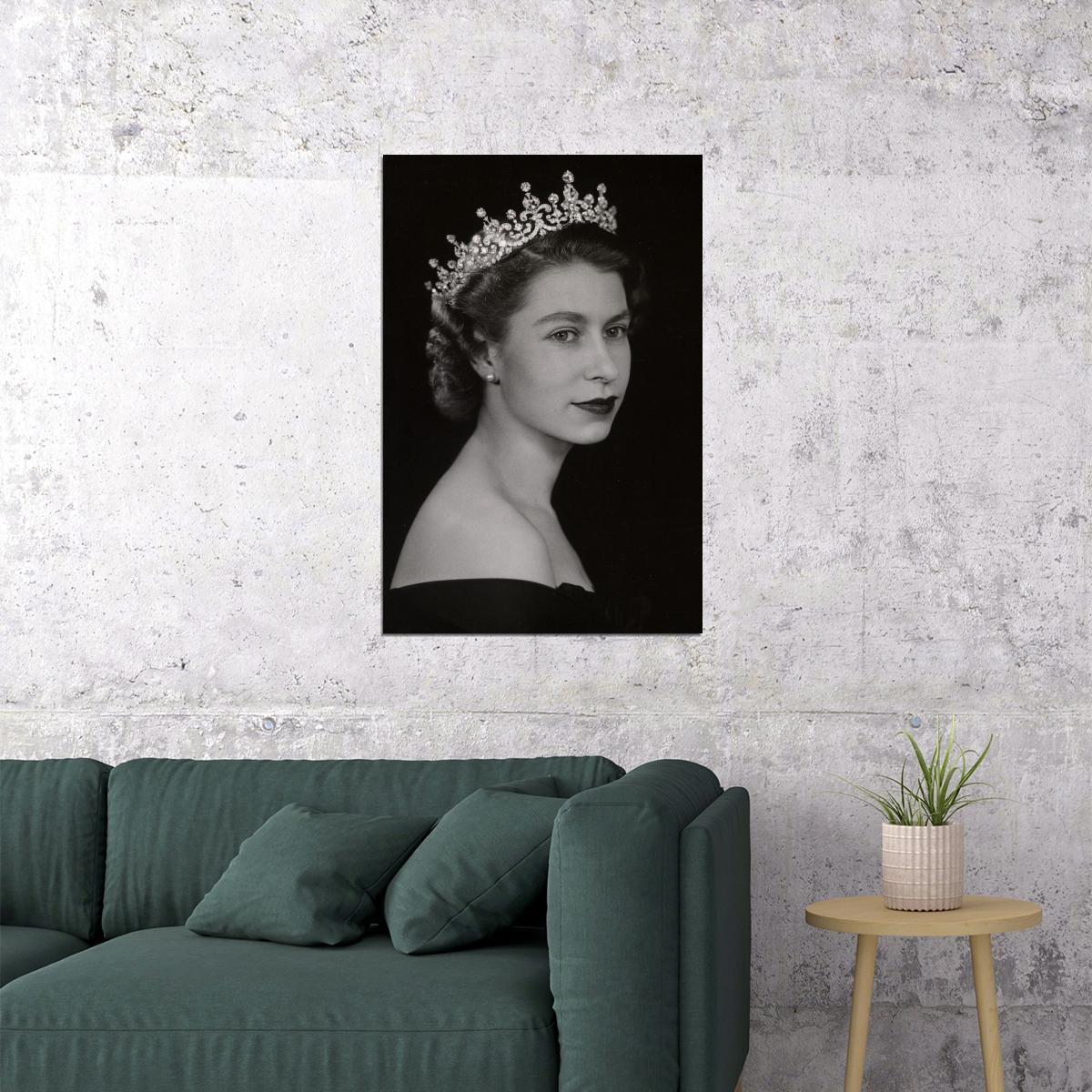 Young Queen Elizabeth Ii British Monarch Poster Famous Wall Art