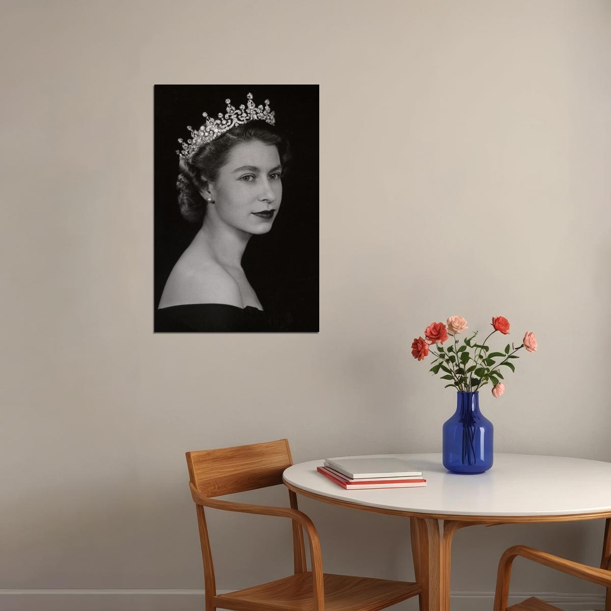 Young Queen Elizabeth Ii British Monarch Poster Famous Wall Art