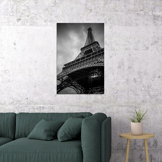 Eiffel Tower Poster Paris Landmark Wall Art Travel Photography Black And White Print - xonomax