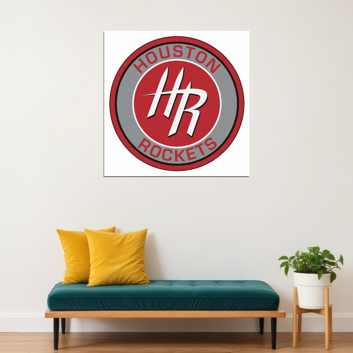 Houston Rockets Logo Poster Nba Team Basketball Wall Art - xonomax