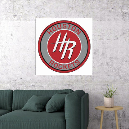 Houston Rockets Logo Poster Nba Team Basketball Wall Art - xonomax