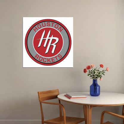 Houston Rockets Logo Poster Nba Team Basketball Wall Art - xonomax
