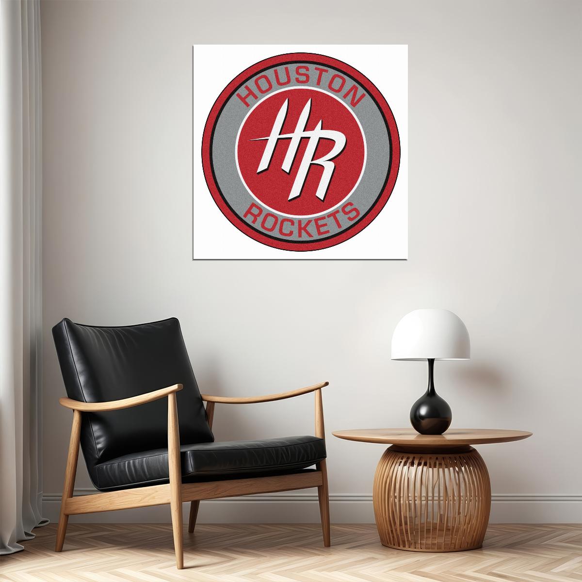 Houston Rockets Logo Poster Nba Team Basketball Wall Art - xonomax
