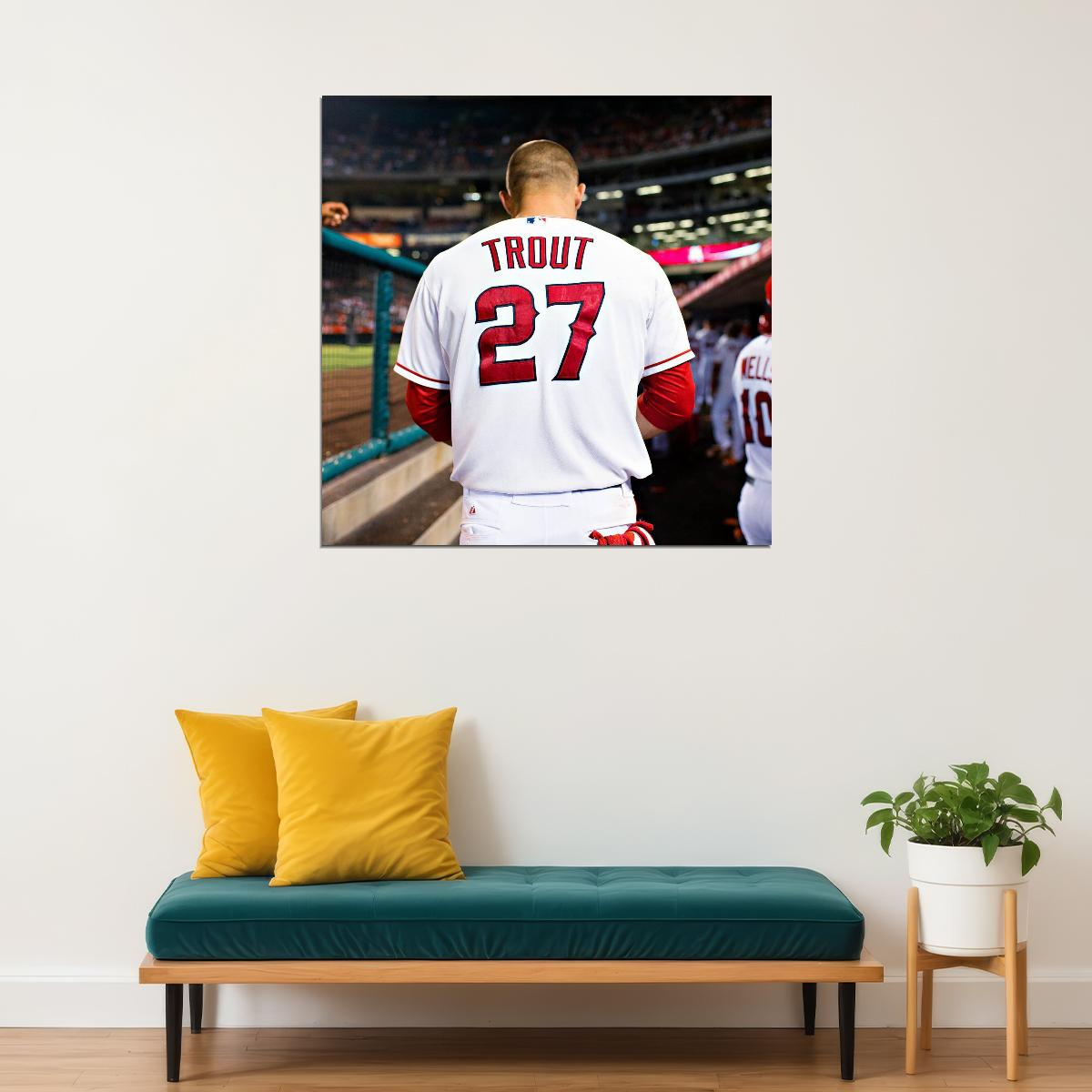 Mike Trout Baseball Poster Mlb Superstar Wall Art Motivational Sports Print - xonomax
