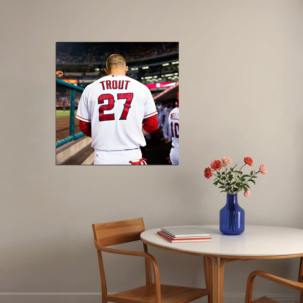 Mike Trout Baseball Poster Mlb Superstar Wall Art Motivational Sports Print - xonomax