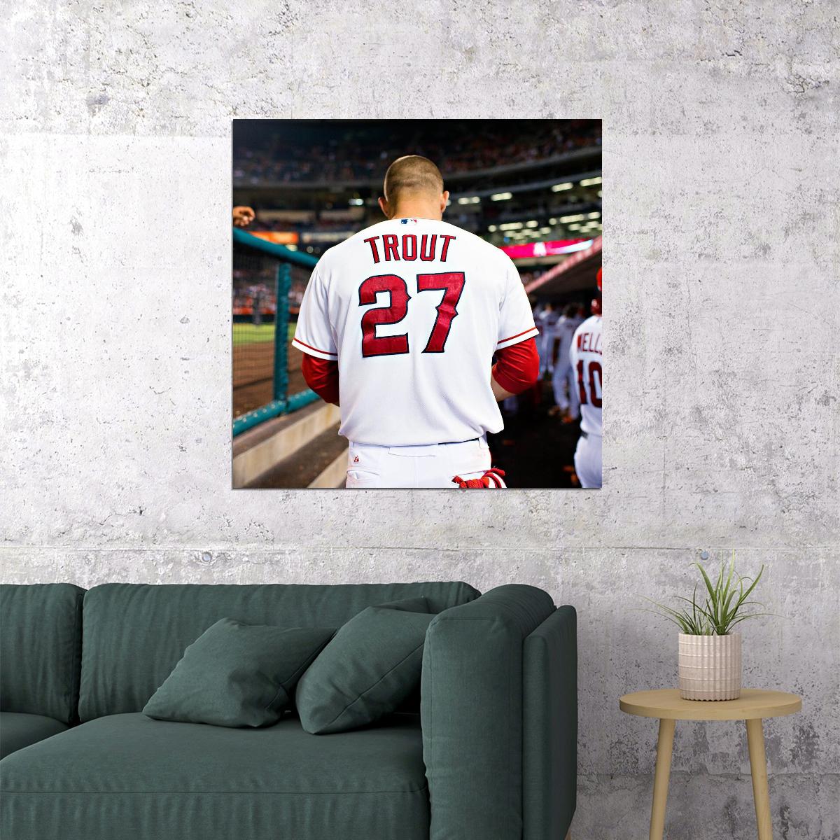 Mike Trout Baseball Poster Mlb Superstar Wall Art Motivational Sports Print - xonomax
